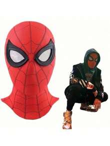 1pc Official Licensed Spider-Man Miles Morales Spider-Man Cosplay Mask, Durable Polyester Material, Perfect For Halloween, Roleplay, Holidays - Great Gift For Men - Multicolor - View 7