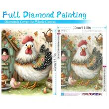 MRMIOOM 5D Cute Hen Diamond Art Kits For Adults Beginners, DIY Full Round Drill Diamond Painting Kits, Colourful Chicken Paint By Diamonds Dots Gem Art Crystal Easy, Home Wall Decor 30x40cm - D016-美國 - 查看 3