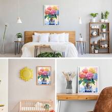GDYEEH DIY 5D Colorful Flowers Diamond Art Painting Kits, Hydrangea Full Round Drill Sparkling Diamond Painting Picture, Diamond Painting Art Craft Kits For Adults Beginners, Home Wall Decor 12x16inch - USGD100 - 查看 4