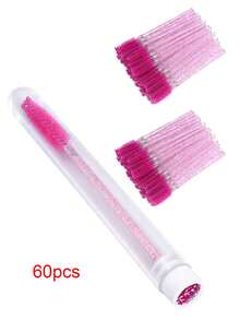 60/50/20/10 空一次性睫毛膏管套装和睫毛卷套装，睫毛膏刷子睫毛膏棒套装管，一次性睫毛刷（玫瑰金扁豆造型） - 彩色 - 查看 27