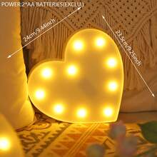 1pc LOVE Letter Shaped Home Decor Night Light, Indoor Bedroom Decor Heart-Shaped Night Lamp, Bedside Decor, Room Wall Decor Light, Suitable For Valentine's Day, Mother's Day Decor, Wedding Party Decor, Gift For Loved Ones - Yellow - View 19