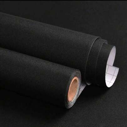 1 Roll Of Black Matte Home Decoration Sticker Wallpaper Roll, Wallpaper Peel And Stick Waterproof Vinyl Contact Paper, Suitable For Living Room Stickers, Cabinet Kitchen Decoration Wall Stickers, Easy To Peel Off And Install Wallpaper, Wallpaper Room Decoration Wall Decoration