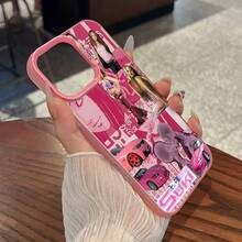 Vibrant Suki Pink Aesthetic Phone Case Compatible With  17  16 Pro Max  15 Pro Max  13 And  12 IMD Process Upgraded Colorful Personalized Laser Back Panel With Contrasting Frame High-End Look More Comfortable Feel And TPU Material For Shock And Drop Protection A Stylish Gift For Family Friends Loved Ones Boyfriends Girlfriends And Valentine's Day - 粉色 - 查看 1