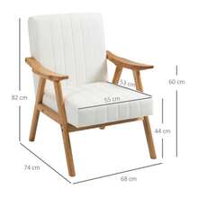 Upholstered Velvet Armchair/Chaise Longue With Armrests, Scandinavian Design, Cream, 68 X 74 X 82 Cm - White - View 4