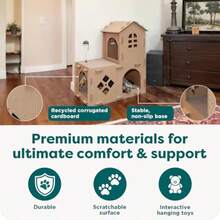 Furhaven Muebles para gatos - Tiger Tough High Castle Tower Área de juegos Apartamento escondite corrugado Rascador para gatos y gatitos cartón marrón talla única - Castillo medieval parque infantil - Ver 5