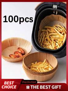 100张/包 空气炸锅衬垫，不粘空气炸锅烘焙纸，防油防水，烘焙纸，微波炉适用，6.3英寸 - 彩色 - 查看 1