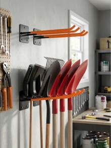 Heavy-Duty Steel Garage Tool Hooks, Multi-Purpose Wall-Mounted Tool Storage Rack - Includes Screws For Easy Installation, Features Anti-Slip Coating, Suitable For Workshop Door Hanging, Garage Door Hooks, Tool Shed Organisation