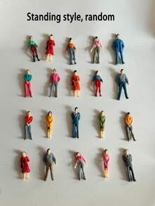 30个1:50（3.4~3.8厘米）涂装微缩人偶 - ABS塑料模型人物，适用于DIY场景制作、火车模型布局、建筑模型和立体模型 - 彩色 - 查看 13