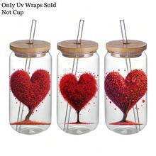 12pcs Heart-Shaped Tree Theme Valentine's Day Stickers, UV DTF Transfer Stickers With Vivid Heart-Shaped Tree Pattern, Suitable For Cups, Bottles, DIY Furniture, Glass, Glassware, Bottles And Handicrafts (Excluding Mugs) - Multicolor - View 10