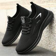 Women's Casual Sports Shoes, Mesh Slip-On Fitness Running Shoes, Comfortable Soft Non-Slip Walking Sneakers Tenis Para Hombre - Black - View 3