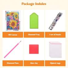 MISCER Flowers Diamond Art Kits For Adults, Colorful Sunflowers Diamond Painting Kits For Beginners, 5D Full Drill Round Paint With Diamonds Pictures, Gem Art Painting DIY Crafts Kit Decor 12x16inch - 花-08 - 查看 7