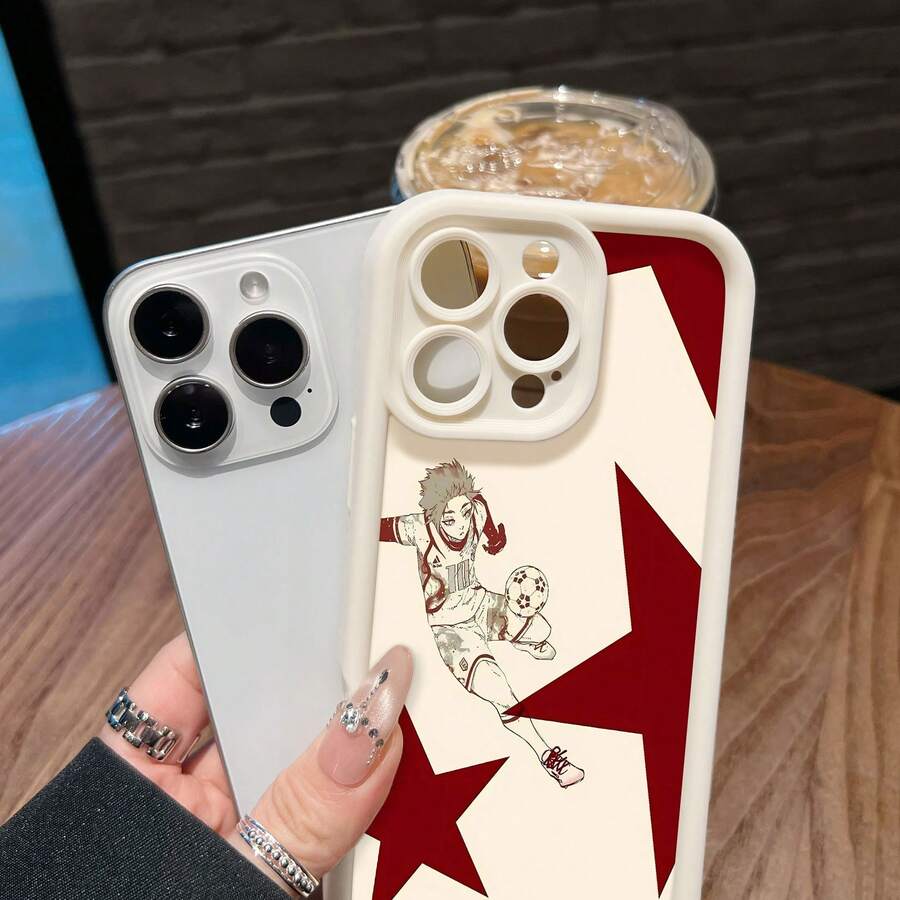 Funda para teléfono con diseño de futbolista en acción. Compatible con fundas para teléfonos , 17, 16 Pro Max, 15 Pro Max, 13 y 12. Fabricada en TPU, ofrece protección contra golpes y caídas. Un regalo ideal para familiares, amigos, parejas, novios/novias y para los amantes del deporte. - Blanco - Ver 1