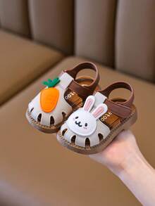 1 双 2025 女童公主软底果冻鞋，婴儿镂空包头凉鞋 - 白色 - 查看 1