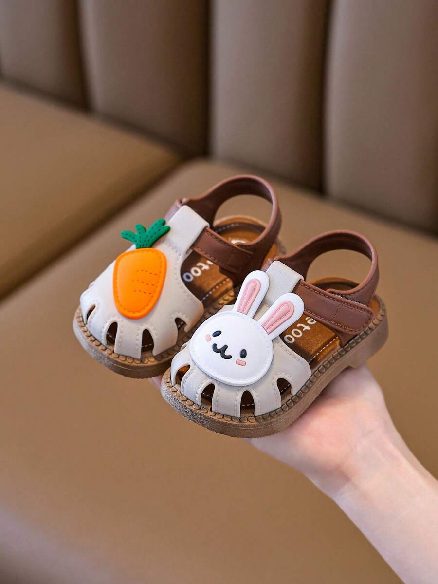 1 双 2025 女童公主软底果冻鞋，婴儿镂空包头凉鞋 - 白色 - 查看 1