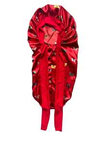 1pc Long Ribbon Round Hat Bow Decor Beauty & Hair Care Maternity Cap, Satin Sleep Hat For Women - Multicolor - View 4