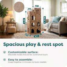 Furhaven Muebles para gatos - Tiger Tough High Castle Tower Área de juegos Apartamento escondite corrugado Rascador para gatos y gatitos cartón marrón talla única - Castillo medieval parque infantil - Ver 3