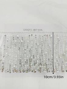 10厘米宽银色亮片流苏蕾丝缎带，适用于肚皮舞裙、派对礼服、DIY缝纫工艺品 - 1码或3码（90厘米/2.7米） - 銀色 - 查看 15