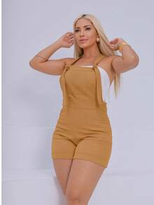 Women's MARIA Jumpsuit In Premium Linen Fabric With Pockets And Side Zipper - 駝色 - 查看 3