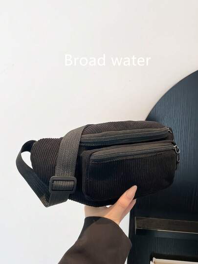 Fashionable Multipurpose Solid Color Corduroy Waist Bag, Multi-Pocket Crossbody Bag, Sports & Casual Fanny Pack/Chest Bag/Phone Pouch For Men & Women