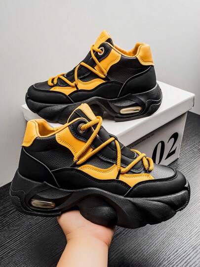 Slip-On Sneaker mit Metall-Dekor, bequeme Freizeitschuhe mit Luftpolster, Stoßabsorption, dicker Sohle, modisch, Punk-Stil, koreanisches Design, geeignet für alle Jahreszeiten, Sport und Freizeitbekleidung, Weihnachtsgeschenk Sportschuhe, neues Herbst/Winter Modell, Einmal-Verschluss, Metall-Hängedekoration, minimalistisch und modisch, bequeme Freizeitbekleidung