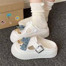 Summer Fashion Versatile Cute Bow Slip-On Casual Beach Sandals - White - View 5