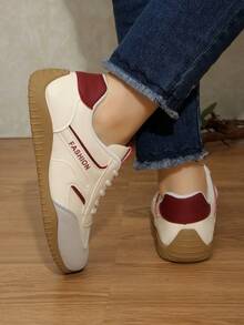 Bestselling Breathable Casual Sneakers, Women's 2025 Spring New Versatile Leisure Sports Skateboard Shoes, - Red - View 1