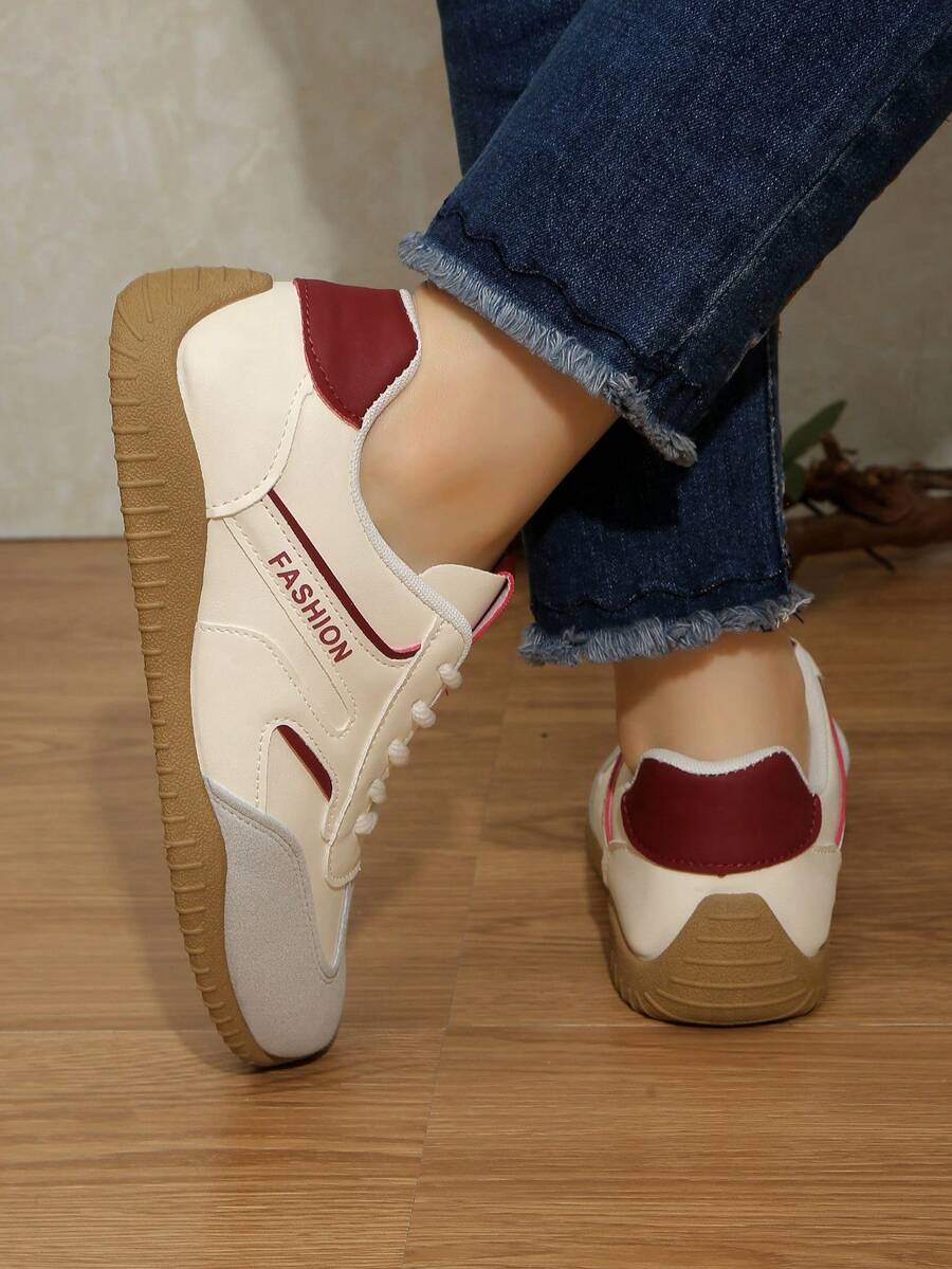 Bestselling Breathable Casual Sneakers, Women's 2025 Spring New Versatile Leisure Sports Skateboard Shoes, - Red - View 1