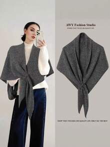 1pc Autumn/Winter New Casual Street Style Women Scarf Triangle Shawl Thick Warm Shoulder Wrap, Suitable For Pairing With Dresses - Multicolor - View 4