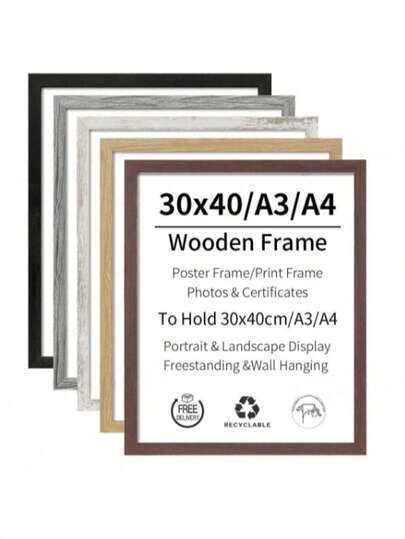 2pcs Wooden Photo Frames, Artificial Wood A4/21*29.7cm/8.3*11.7in Vintage Frame, Black Classic Frame, Distressed Wood/Brown Retro Frame, A3/29.7*42cm/11.7*16.5in Premium Composite Wood Frame For Living Room, Office, Gallery Wall Decor, Large Size Art Photography Display, A4 Certificate Frame, Desktop Easel Frame, Exquisite Gift, Home Decor Essential, Valentine's Day/Festival