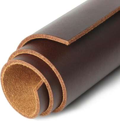 G-FAVOR 12"X24" Leather Sheets For Crafts Full Grain Leather Tooling Leather Square 2mm Thick Cowhide Leather For Crafting Tooling Sewing, Brown