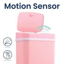 Ninestars DZT-12 – 5 Dormitorio o baño automático sin contacto con sensor de movimiento por infrarrojos, 11.4 l, base de acero inoxidable (rectángulo, tapa negra) - rosa - Ver 6