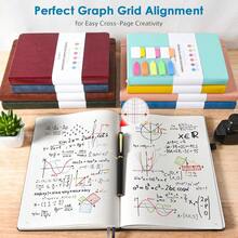 Cuaderno de papel cuadriculado, 312 páginas sin numerar, tapa dura de cuero B5, papel de cuadrícula de 100 g/m² sin sangrado, cuaderno con páginas de índice, cuaderno de cuadrícula para notas de gráficos matemáticos, 7.6" X 10", azul - Azul - Ver 6