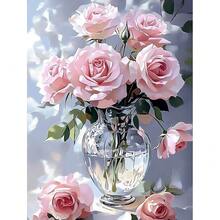 MISCER Pink Roses Diamond Painting Kits For Adults, 5D Full Drill DIY Flower Diamond Painting For Beginners, Home Wall Decor 12x16 Inch - 花-05 - 查看 1