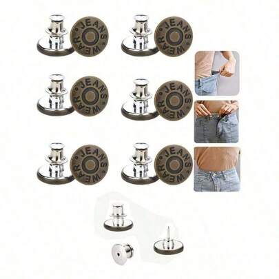 6 Pcs Jeans Buttons Replacement 17mm No Sewing Metal Button Repair Kit Nailless Removable Jean Buttons Replacement Combo Valentines Wedding, Birthday, Buttons, Sewing, Sewing Supplies, Sewing Accessories, Craft Supplies, DIY, Crafts For Adults