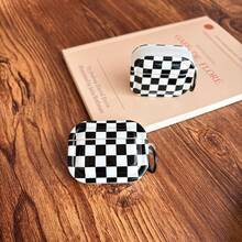 Fashion Classic Color Collision Black And White Checkered Rectangle Glossy Surface Earphones Protective Cover Case For AirPods 1 2 3 4 Pro Pro2 Pro3