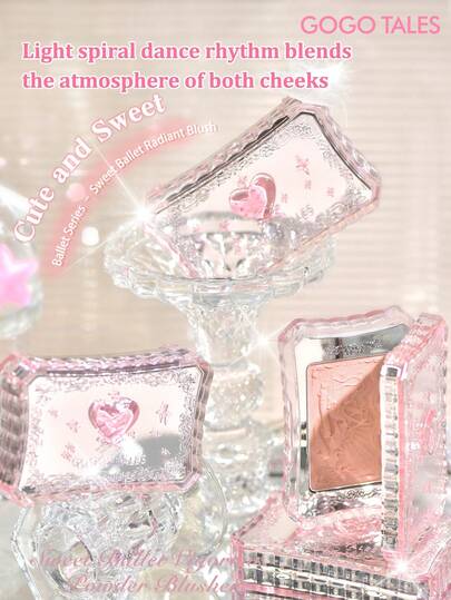 GOGO TALES Palette de blush ballet rose délicat, teintes de blush et de contour à faible saturation, fini mat, compact de blush portable, convient aux étudiantes, aux rendez-vous quotidiens et aux employées de bureau GOGOTALES