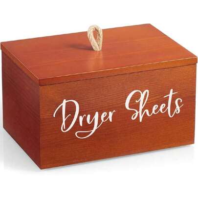 ZMZKKLL Wood Dryer Sheet Holder - Laundrheets Container With Lid - Farmhouse Laundry Room Organization And Storage For Laundry Room Dr And Accessories - Fabric Sheet Dispenser, Red Brown,40146639