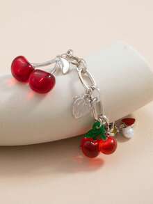 1 件复古樱桃手链，适合日常佩戴 - 彩色 - 查看 3