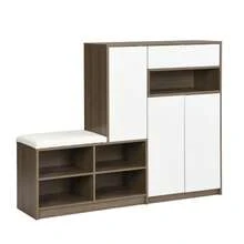 Shoe Storage Bench & Shoe Cabinet, Shoe Bench, Multifunctional Shoe Rack With Upholstered Seat, Versatile Shoe Storage Solution With Adjustable Shelves For The Hallway, White, W140/D35/H110 Cm - White - View 6