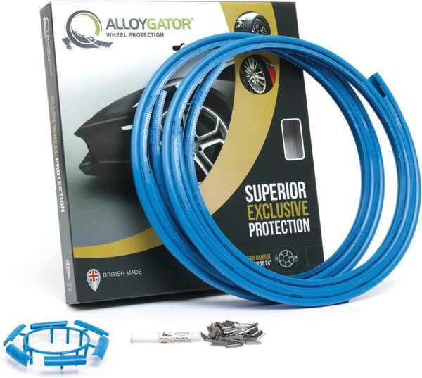 AlloyGator Sky Blue Rim Protector For Car Wheels (Fits 12-24" Wheel Diameter) - Pack Of 4 Premium Alloy Wheel Protector To Avoid Scratches &Amp; Scuffs - Adhesive Free Curb Rash Rim Protectors