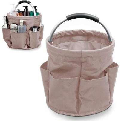 Canastas Organizadoras Para ArtíCulos De Limpieza, Canasta Picnic Ce 17L, Cestas Organizadoras De Tela Oxford Con 6 Bolsillos Exteriores y Asas, Adecuada del Hogar, Jardín, Picnic, Playa (Caqui),40091092