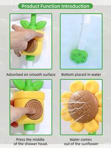Kids Sunflower Shower Head Toy, Infant Bathtub Game Manual Press Adjustable Sprinkler Bath Tub Interactive Water Spray Party Filler, Bath Toy, Baby Toy, Bathing Toy, Baby Bath Toy, Baby Essentials, Baby Girl, Toddler Toy, Baby Boy, Baby Supplies, Baby Girl Toy, Girl Toy, Newborn Toy, Children Toy, Autism Sensory Toy, Baby Gift, Newborn Essentials, Baby Accessories - Sunflower Shower Head - View 5