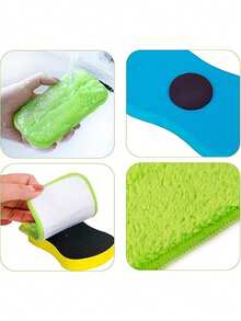 1/2/4pcs Washable Magnetic Chalkboard/Whiteboard Eraser, Reusable Chalk Eraser For Home & Office, Coral Fleece EVA Eraser - Multicolor - View 3