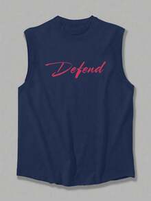 1 chiếc áo tank top nam mùa hè, không tay, cổ tròn, in họa tiết, thích hợp cho thể thao, tập thể dục và mặc hàng ngày. - Màu xanh hải quân - Xem 2