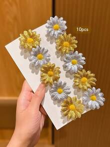 10pcs Cute Sunflower Hair Clips, Suitable For Daily Use, Claw Clips, Hair Slide, Hair Barrettes - Multicolor - View 5