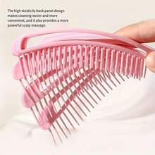 1把弧形梳，贝壳状梳齿，高弹性，蓬松柔软，顺滑不打结，多功能按摩梳 - 彩色 - 查看 3