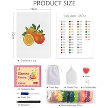 12 Pcs Small Diamond Art Kits, Fruit Mini Diamond Painting Kits For Adults Beginners, 5D DIY Square Drill Diamond Dots, Quickly Finishable Mini Gem Art For Home Wall Desktop Decor, 6X7in - FT017 - 查看 4