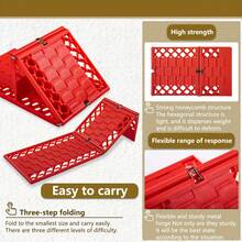 2pcs/Set Car Emergency Traction Mats - Anti-Slip Escape Boards For Snow, Mud And Road Trips - Red - View 6