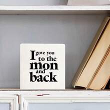 Vintage Artistic White Decorative Wooden Box With Distressed 'I Gave You To The Moon And Back' Text - Perfect Valentine's Day & Birthday Gift For Loved Ones, Minimalist Handwritten-Style Design With Subtle Shadow - White - View 2