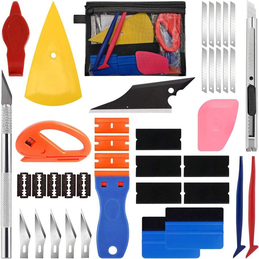36-Piece Car Window Tint Installation Kit | Vinyl Wrap & Squeegee Tool Set - 36 Pcs - View 1
